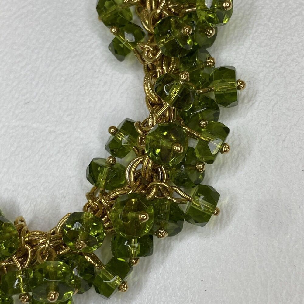 Roberta Chiarella Green Crystal Dangle Beaded Bracelet Gold Tone - Picture 5 of 7